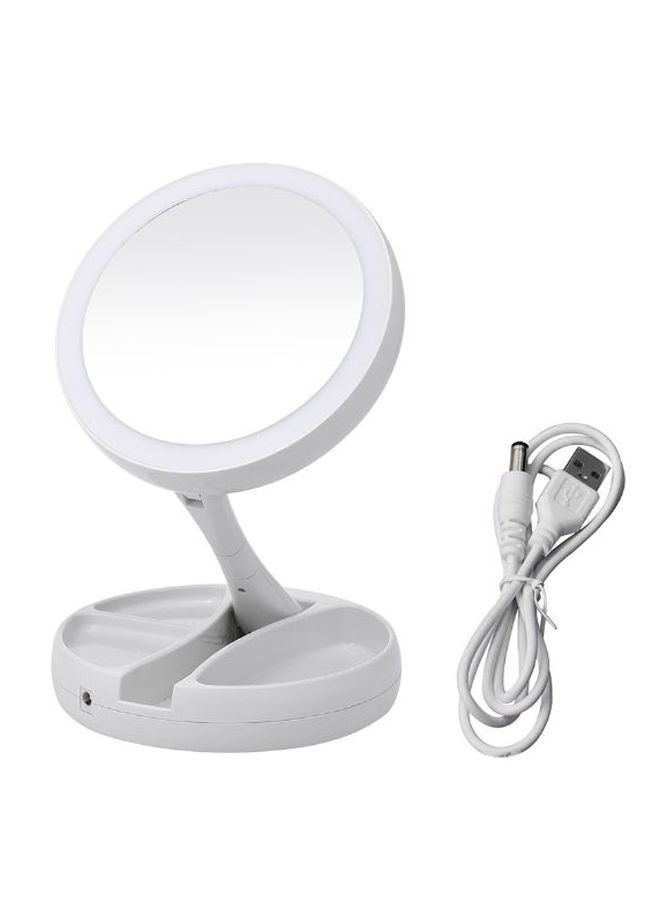 Generic - Vanity Folding Make-Up Mirror With Storage Box And Lights White - Image 1