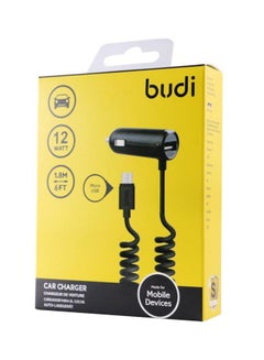 Car Charger With Lightning USB Port For Mobile Phone Black