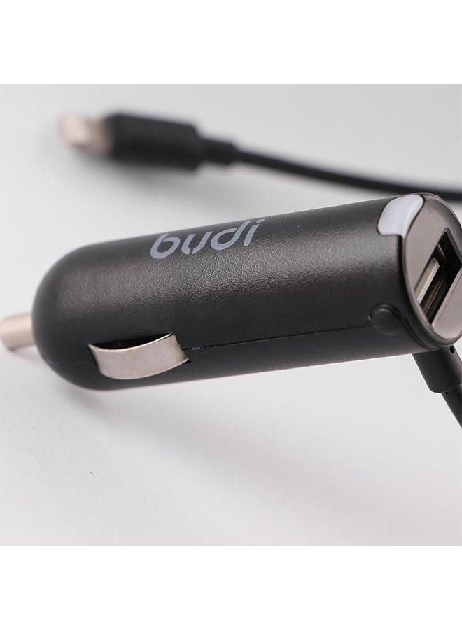 budi - Car Charger With Lightning USB Port For Mobile Phone Black - Image 1