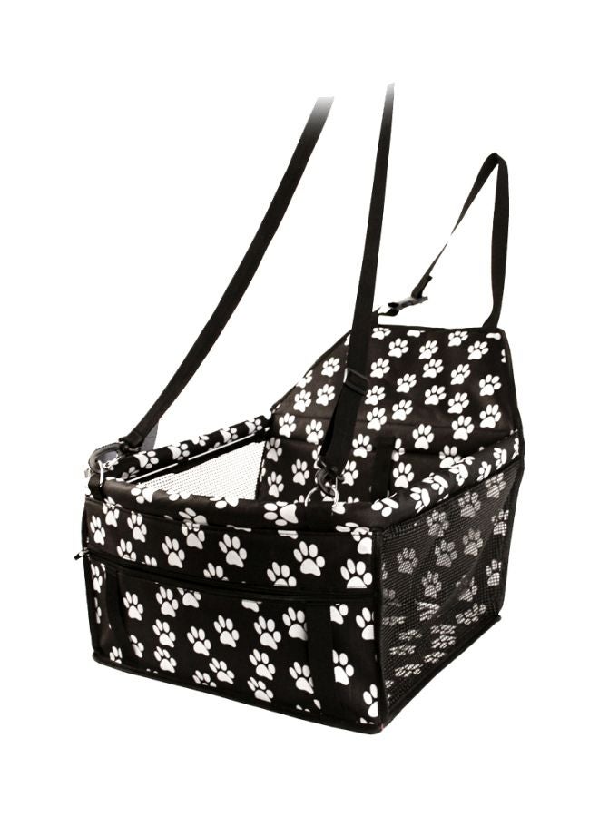 Paw Printed Portable Dog Car Seat Black/White