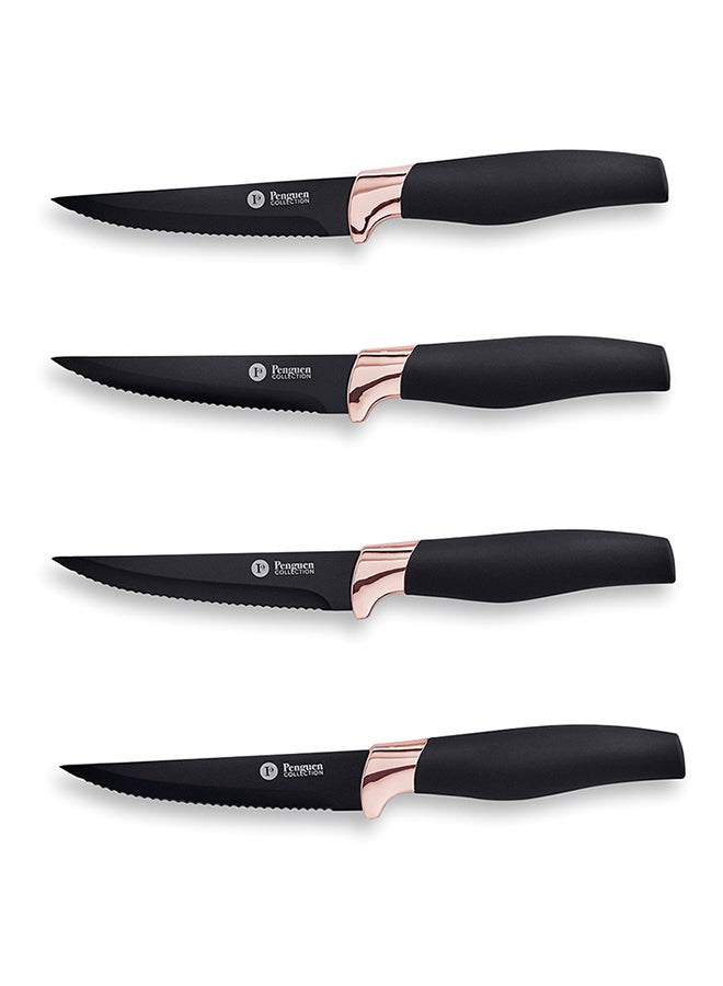 Penguen 4-Piece Aria Steak Knife Set Gold/Black 4.5inch - Image 1