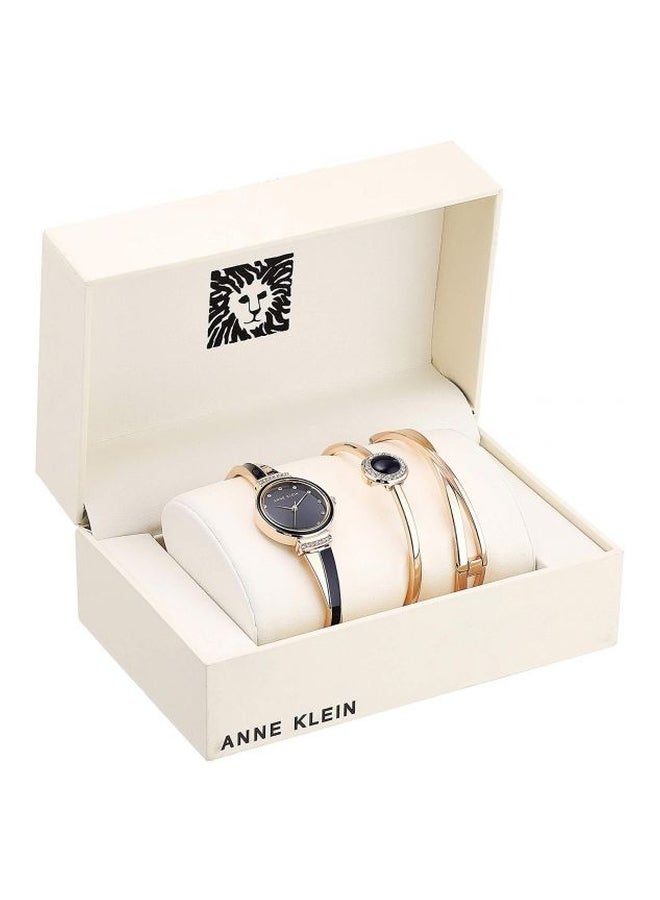 ANNE KLEIN Women's Water Resistant Analog Watch With Bracelet Set AK/3292NVST  - Image 3