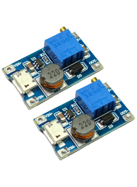 2-Piece Regulator Step Up Boost Board Set For Arduino Multicolour