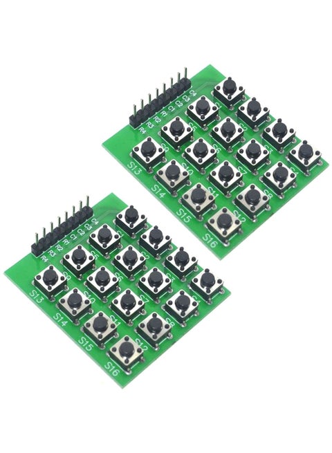 2-Piece 4 x 4 Array Matrix Keyboard Module Set For Arduino/Raspberry Pi Green/Black/Silver