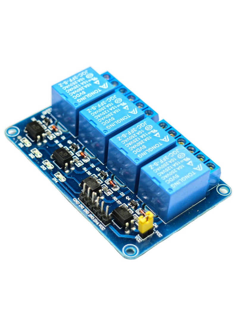 Vicactus 4-Channel Relay Optocoupler Module For Arduino Raspberry Pi/UNO R3 MEGA Blue/Black  - Image 1