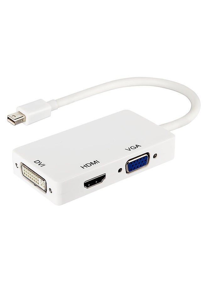 LW 3-In-1 Mini DisplayPort To DVI VGA HDMI Adapter White - Image 1