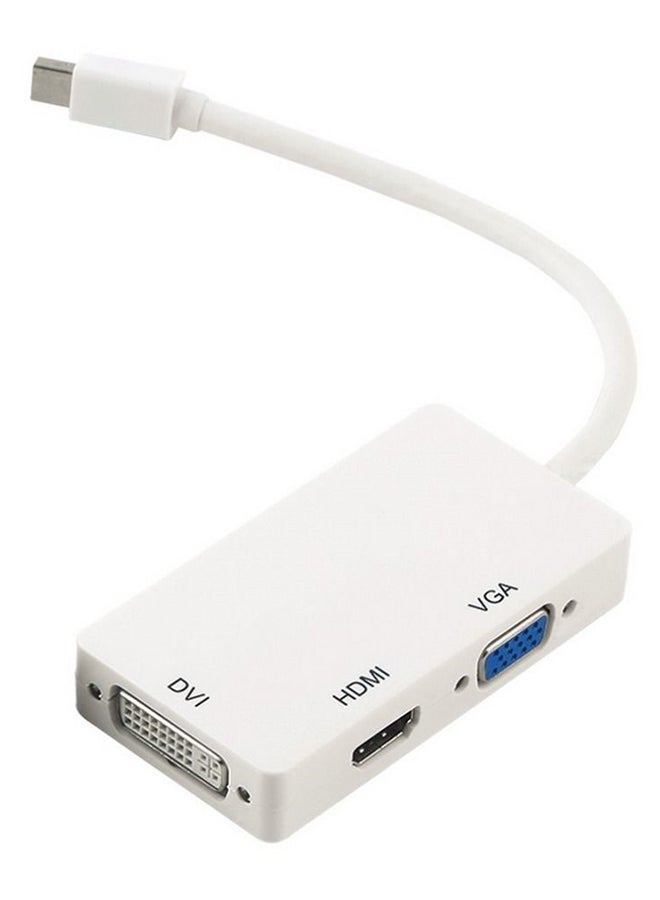LW 3-In-1 Mini DisplayPort To DVI VGA HDMI Adapter White - Image 2