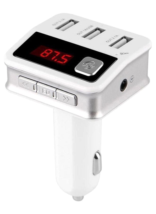 Car FM MP3 Player Transmitter With App Control White/Silver  - Image 1