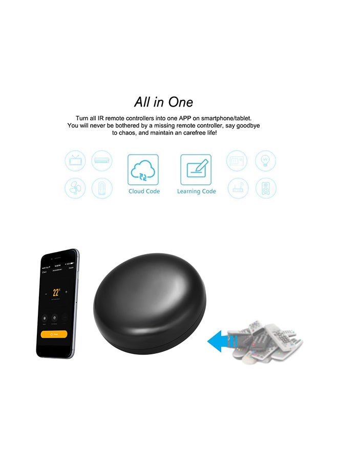 Generic - WiFi-IR Remote Wi-Fi IR Control Hub Black 96grams - Image 1