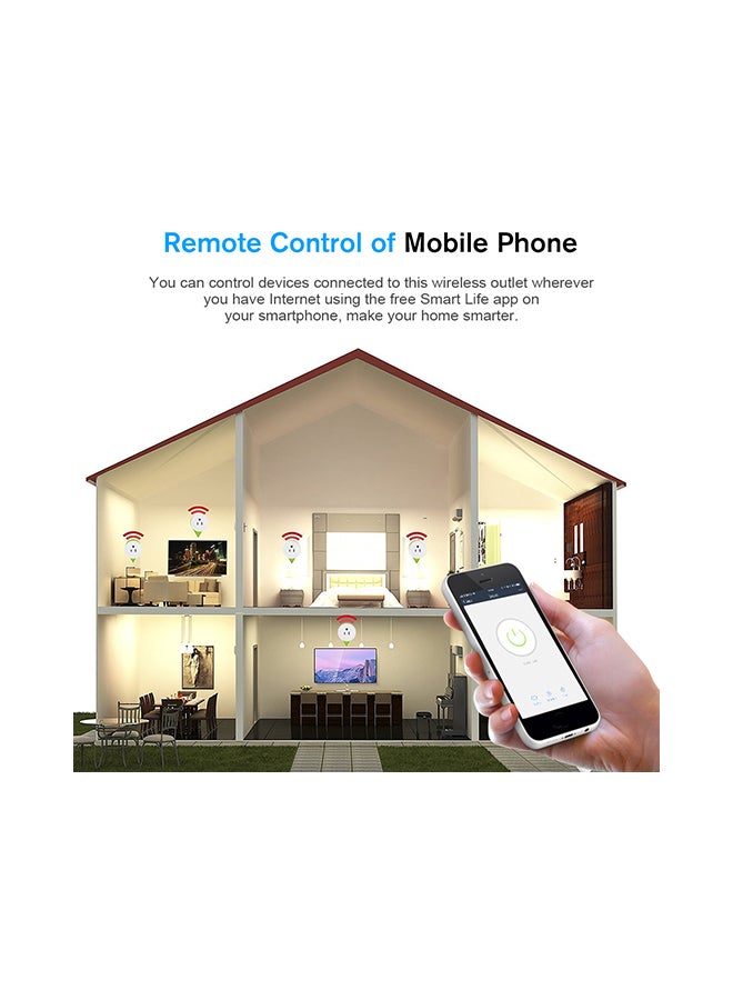 Mini Smart WiFi Socket Remote Control Plug White 56grams