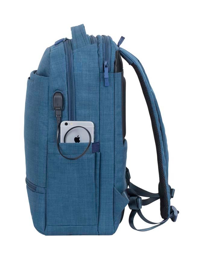 RivaCase Solid Pattern Laptop Backpack Blue - Image 3