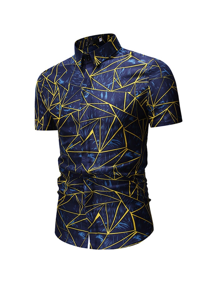 Printed Casual Wear Shirts Blue/Yellow - Image 3