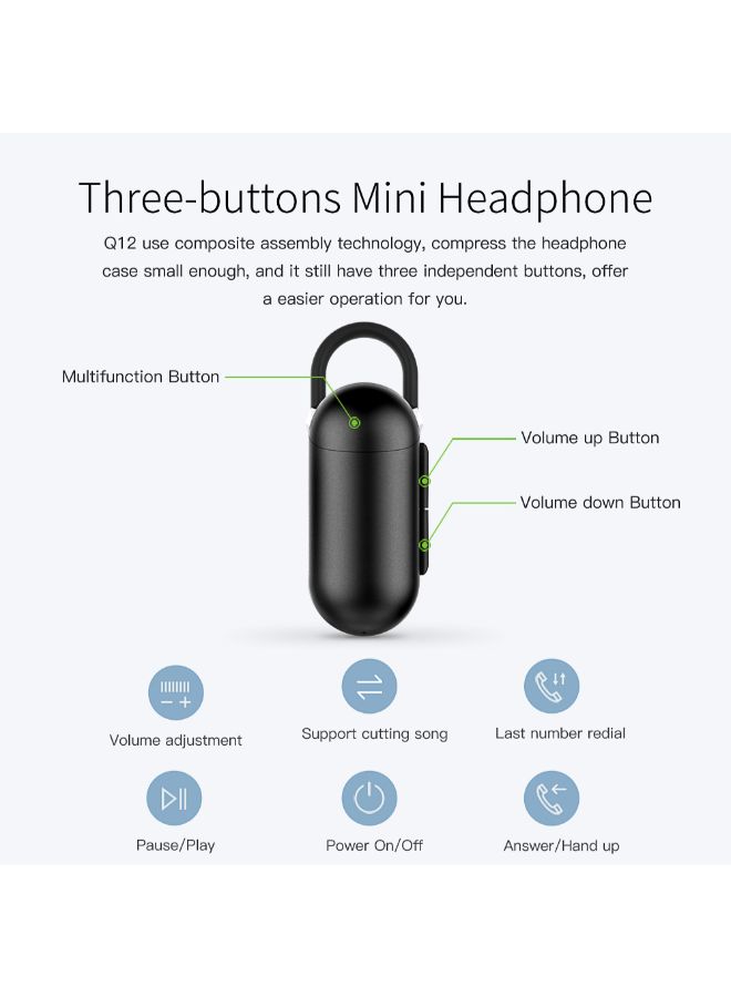 Mono Wireless In-Ear Bluetooth Headphone With Mic Black - Image 2