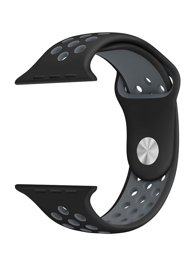 سوار ساعة رياضية من نسيج جيد التهوية لساعات أبل أسود/ رمادي - Image 2