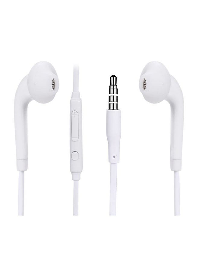 سماعات رأس داخلية دون استخدام اليدين مقاس 3.5 مم مزودة بميكروفون أبيض
