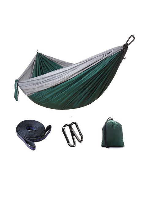 Ultra-Light Parachute Cloth Double Swing Hammock With Mosquito Net Green/Grey