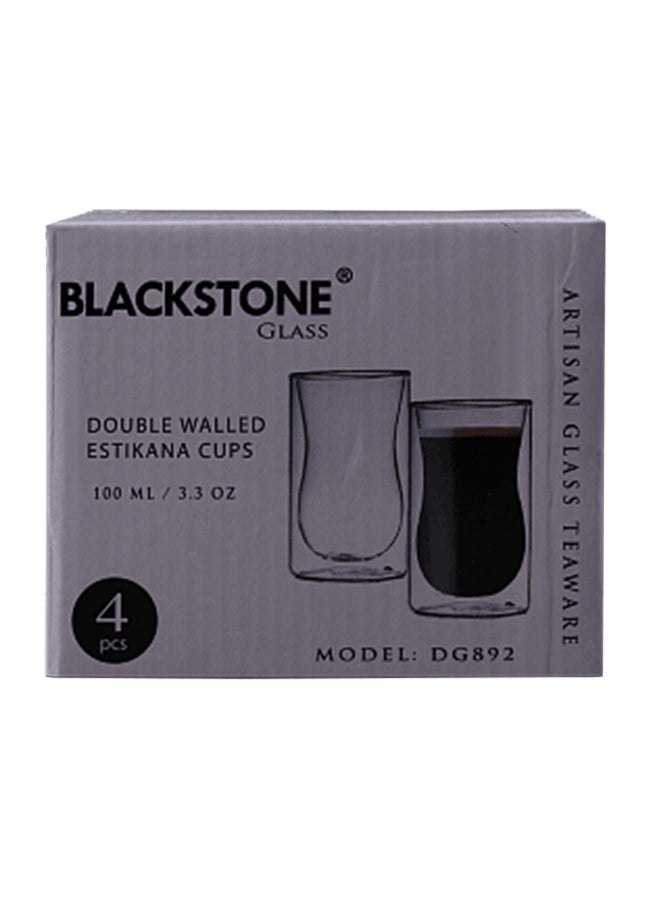 BLACKSTONE - 4-Piece Double Wall Estikana Glass Clear 100ml - Image 1