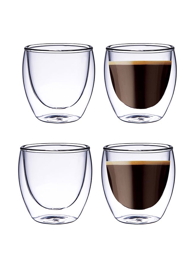 بلاك ستون طقم أقداح زجاجية بجدار مزدوج مكون من 4 قطع شفاف 100ملليلتر - Image 1