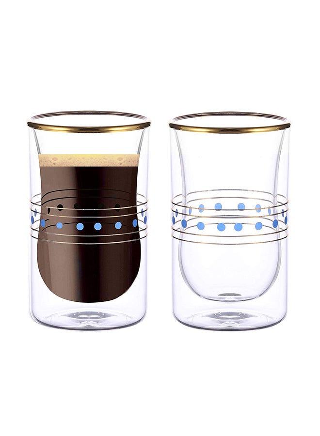 2-Piece Double Wall Glass Tumbler Clear/Blue 100ml