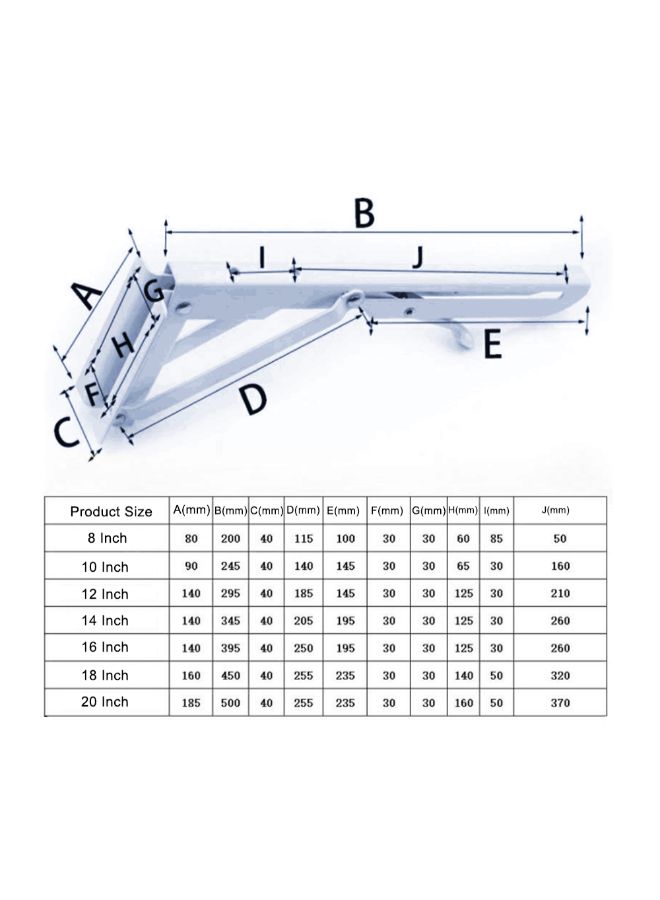 Generic 2-piece Folding Shelf Bracket Wall Mount White 1.192kg  - Image 4