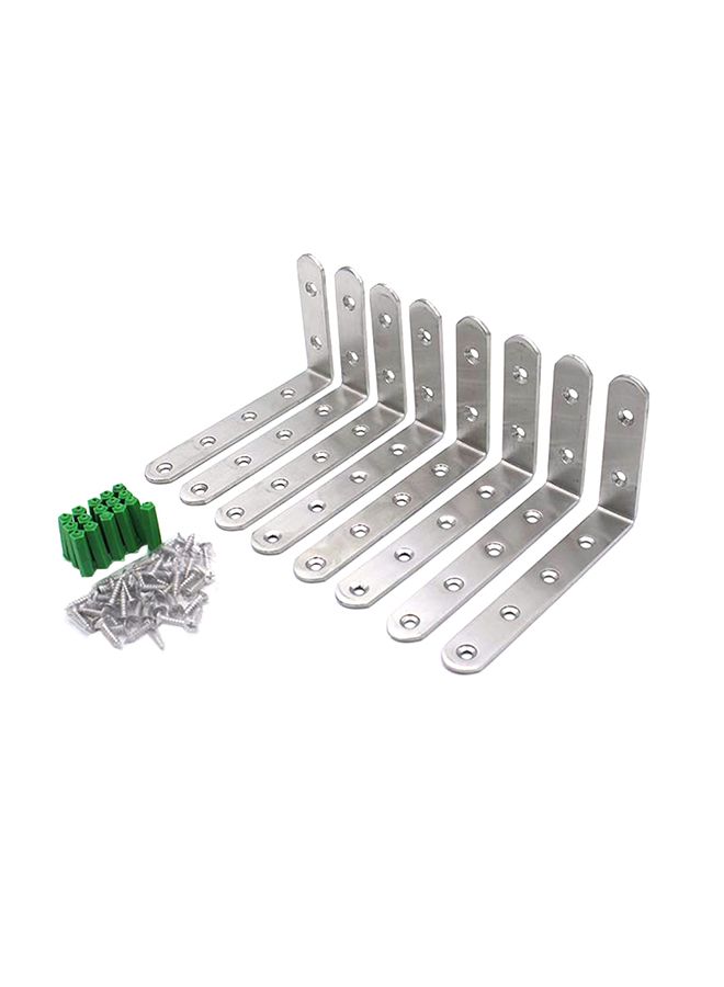 4-Piece Corner Brace Angle Bracket Silver 0.297kg - Image 1