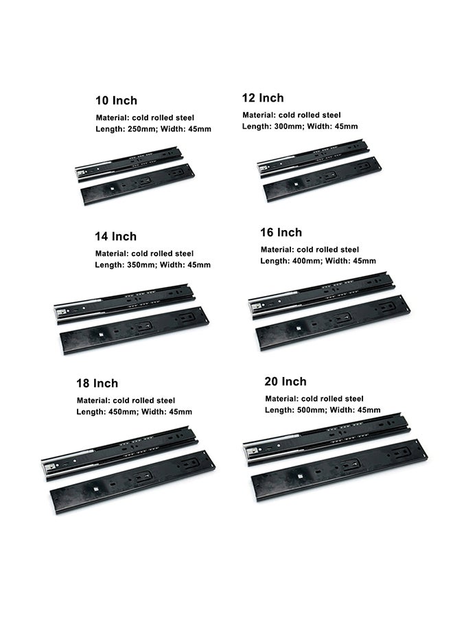 2-Piece Ball Bearing Drawer Slide Black 14inch  - Image 2