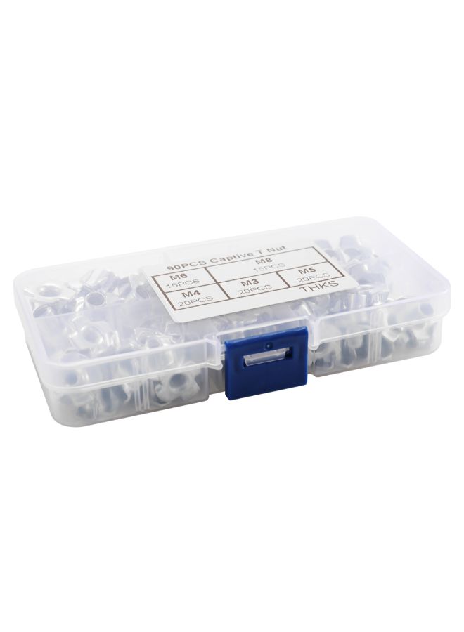 90-Piece Multifunctional Captive T Nut Socket Screw Silver 0.19kg - Image 4