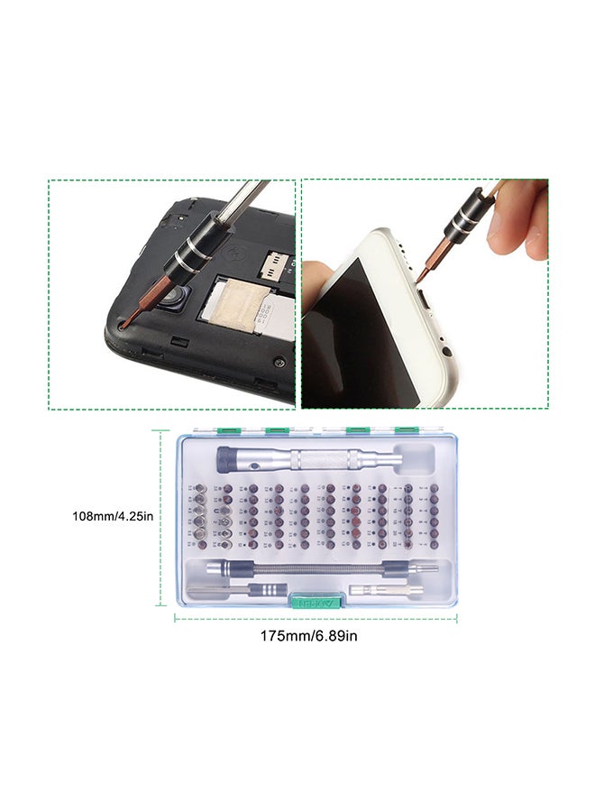 Generic 64-In-1 Precise Screwdriver Set With 60 Bit Multicolour 19 × 12 × 4cm  - Image 1