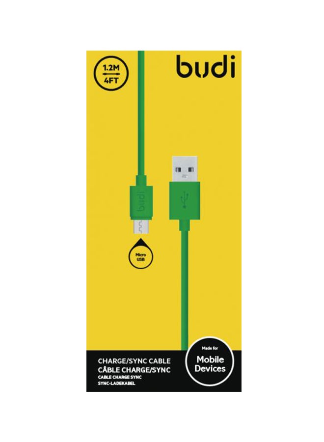 بودي كابل Micro USB للشحن ومزامنة البيانات ومناسب لأجهزة سامسونج أخضر/فضي - Image 2