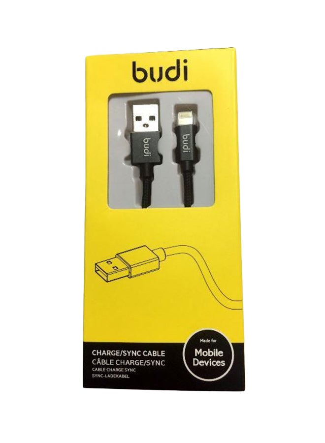 budi USB Data Sync Charging Cable Black 