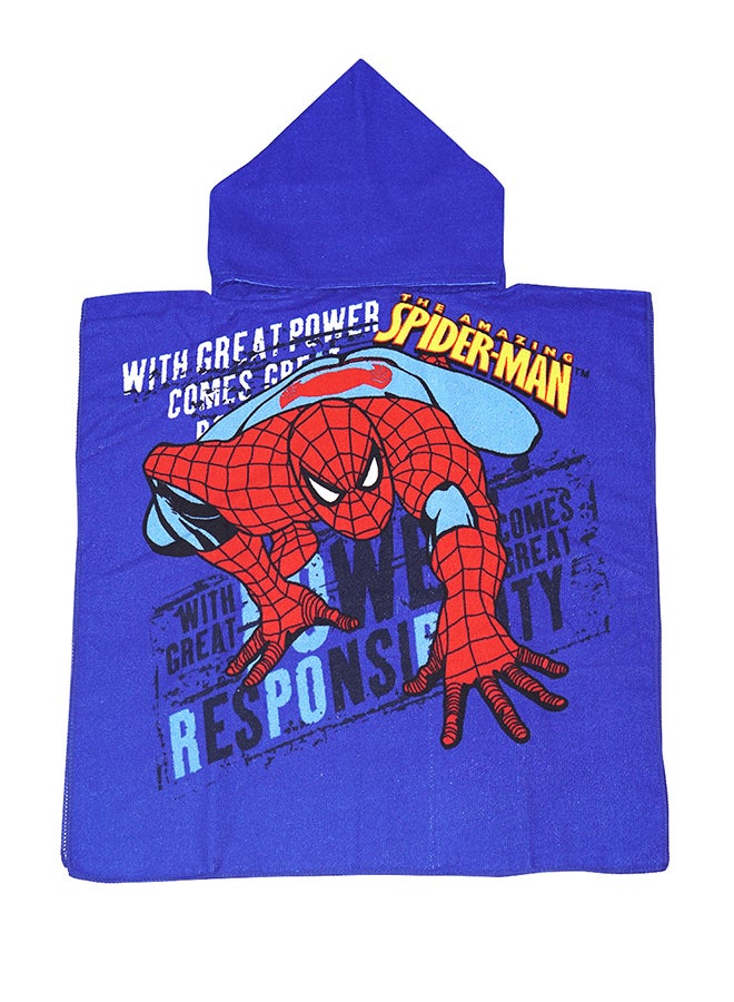 Spiderman Fast Drying Hooded Beach Towel Blue/Red 120 x 60cm  - Image 1