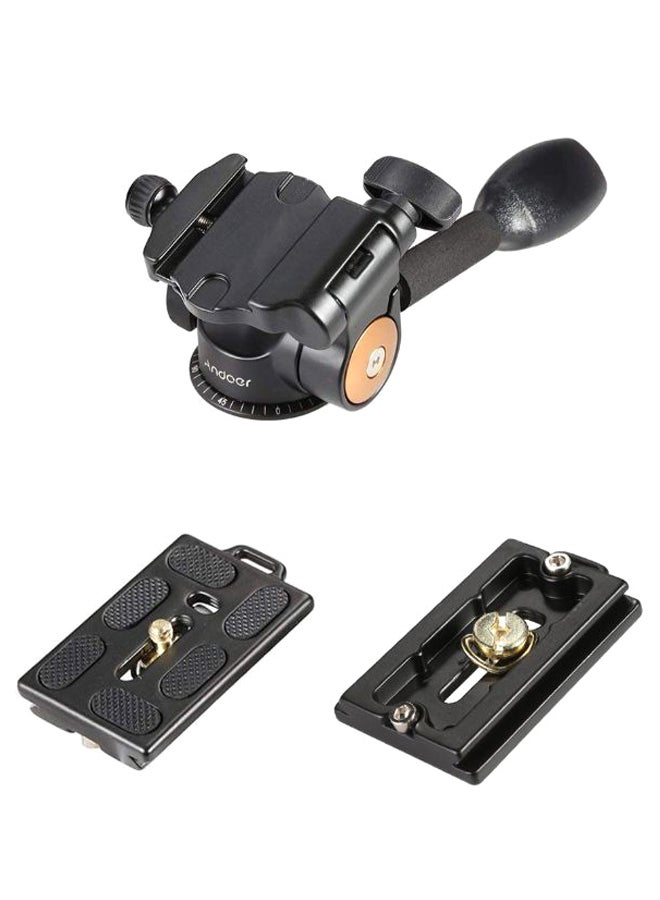 ANDOER 3-Way Fluid Ball Head Tripod Stand With Quick Release Plate Black  - Image 2