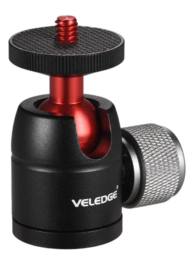 Veledge Mini Ball Head Tripod Adapter Black/Silver/Red - Image 1