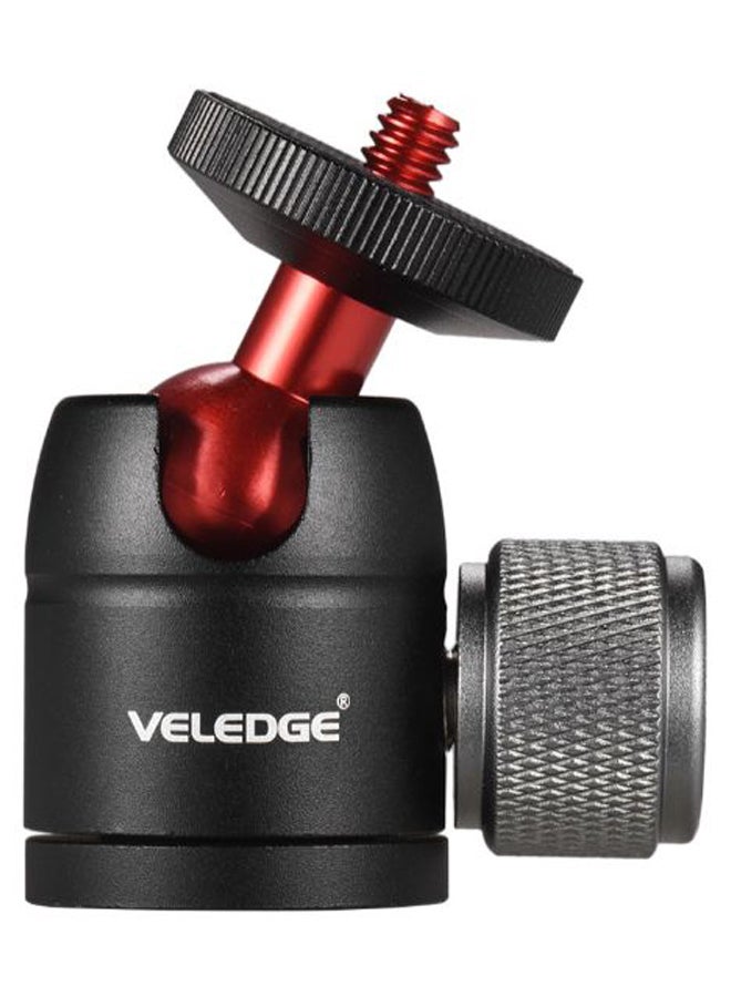 Veledge Mini Ball Head Tripod Adapter Black/Silver/Red - Image 2