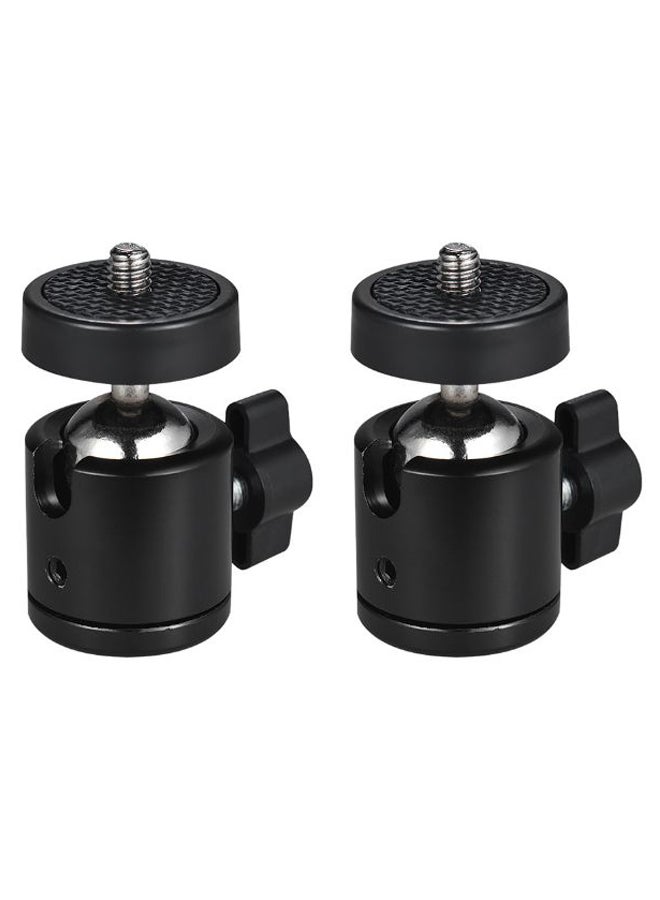 2-Piece 360 Degree Rotating Tripod Ball Head Black/Silver - Image 2