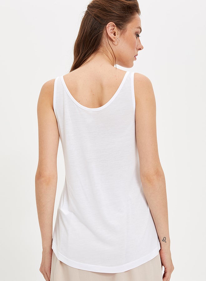 DeFacto Solid Sleeveless Vest White  - Image 2