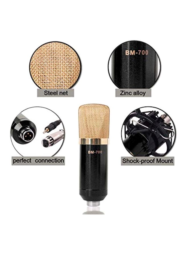 Sound Recording Condenser Studio Microphone Kit BM-700 Black/Gold - Image 3