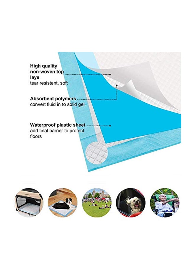 طقم وسائد تبول للحيوانات الأليفة تستعمل مرة واحدة مكون من 100 قطعة أبيض/أزرق - Image 3