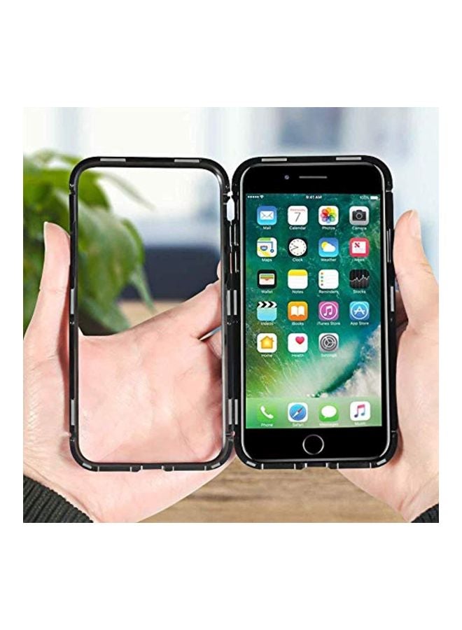 جي بي كيو غطاء حماية قلاب ومغناطيسي لهاتف أبل آيفون 7 بلس/ آيفون 8 بلس شفاف/ أسود - Image 2