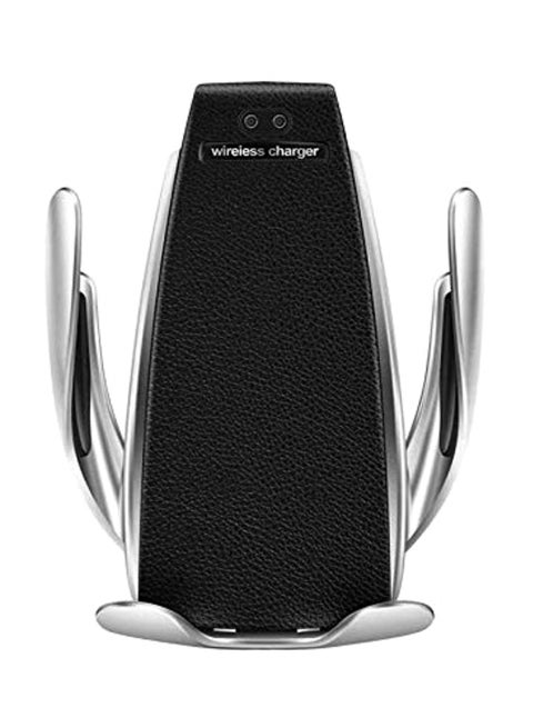 360° Rotation Automatic Clamping Wireless Car Charger With Mount Bracket Black/Silver