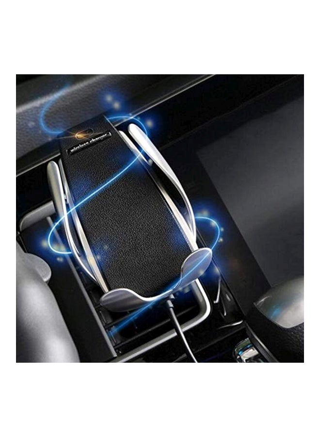 360° Rotation Automatic Clamping Wireless Car Charger With Mount Bracket Black/Silver