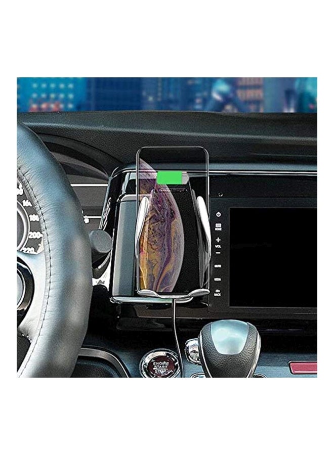 360° Rotation Automatic Clamping Wireless Car Charger With Mount Bracket Black/Silver