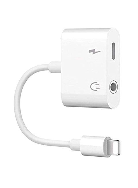 2-In-1 Headphone Lightning Adapter With AUX White