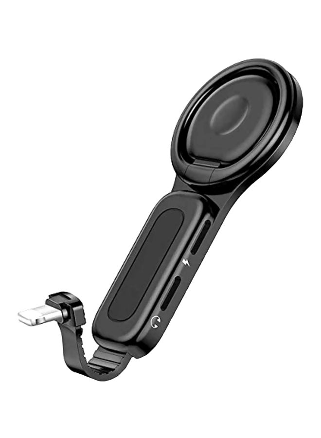 Womdee 2-In-1 Headphone Adapter With Ring Holder Black - Image 1