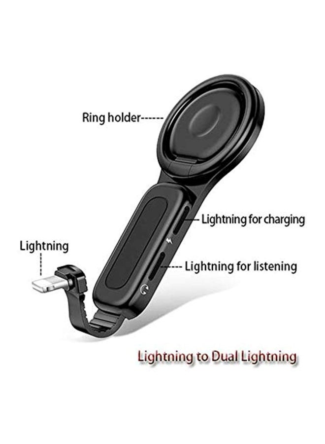 Womdee 2-In-1 Headphone Adapter With Ring Holder Black - Image 2