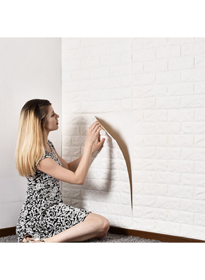 Sharpdo 3D Brick Pattern Decorative Wallpaper White 70x77x0.5cm - Image 2