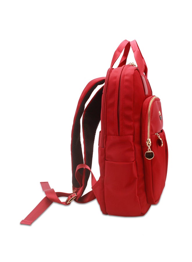 YUEJIN Nylon Zipper Backpack Red - Image 3