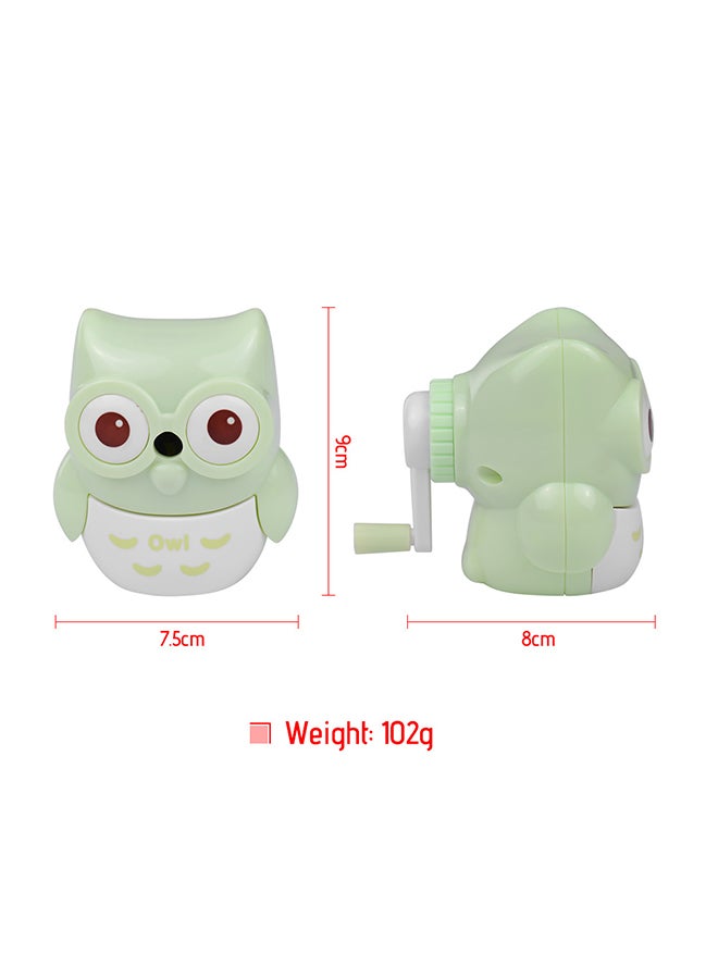 Owl Shape Handheld Manual Pencil Sharpener Green - Image 3