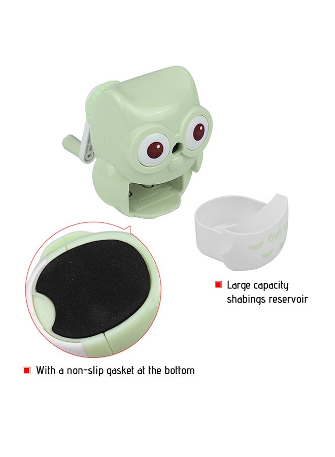 Owl Shape Handheld Manual Pencil Sharpener Green - Image 4