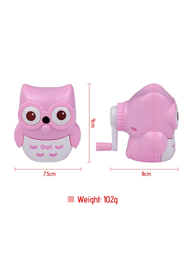 Owl Shape Handheld Manual Pencil Sharpener Pink - Image 3